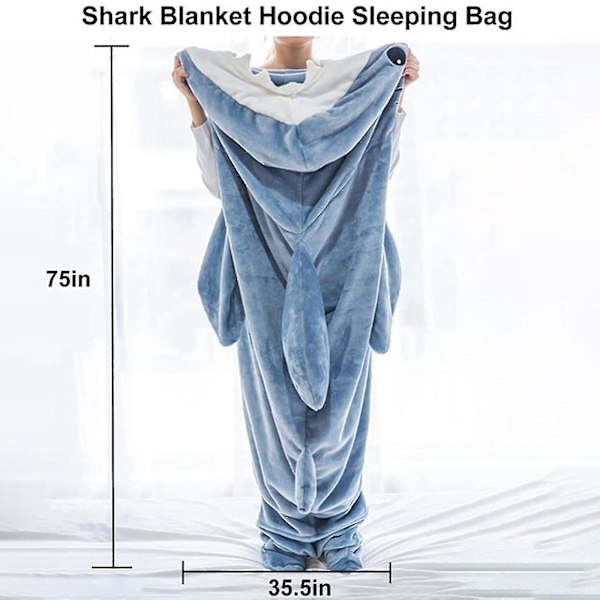 Super Mjuk Hajfilt Hoodie Vuxen, Hajfilt Mysig Flanell Hoodie-scntcn -ES XL