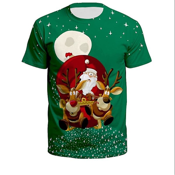 Lady Men Christmas 3d Print Kortärmad T-shirt Toppar J 3XL