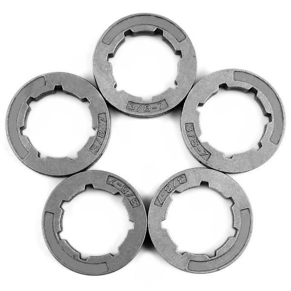 5 stk 3/8" 7T 22mm felgkjedehjul kompatibelt med Husqvarna 268272362365371372 Poulan Stihl Echo McCulloch motorsag Hg