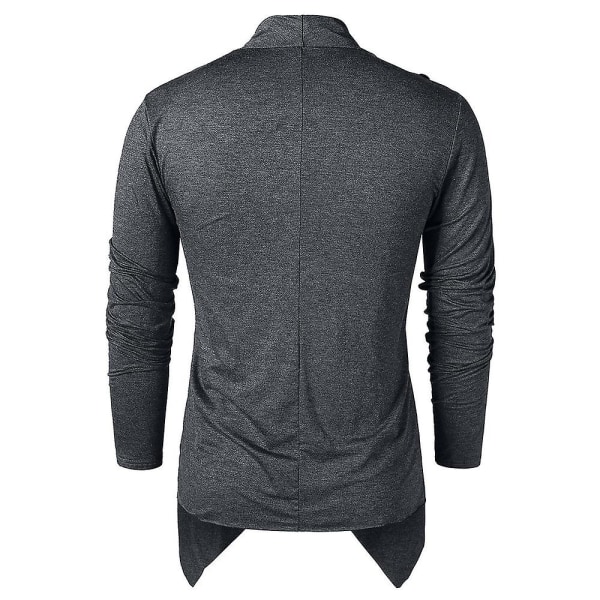 Solid Uformell T-skjorte for menn Mote Åpen Front Design Uregelmessig Hem Topp Gray M