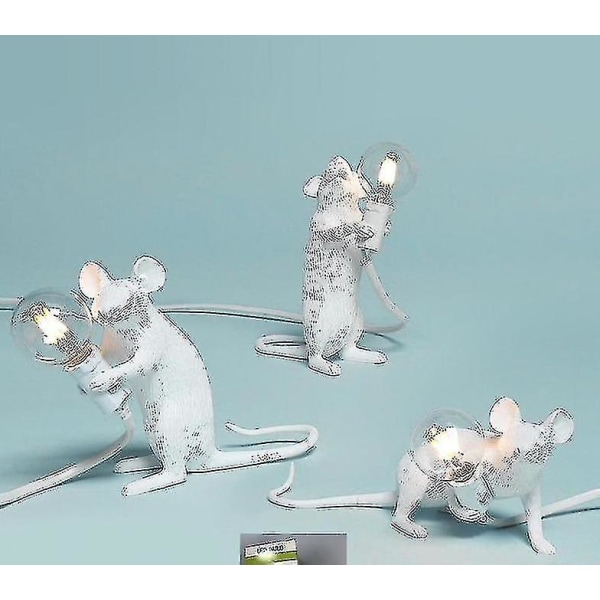 Djurråtta Mus Bordslampa Vit -ES White-3