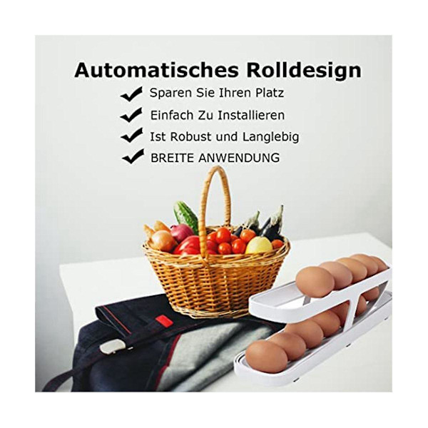 Äggdispenser, automatisk rullande äggbehållare, 2-vånings äggdispenser, Space Saver för frys, 4-pa White