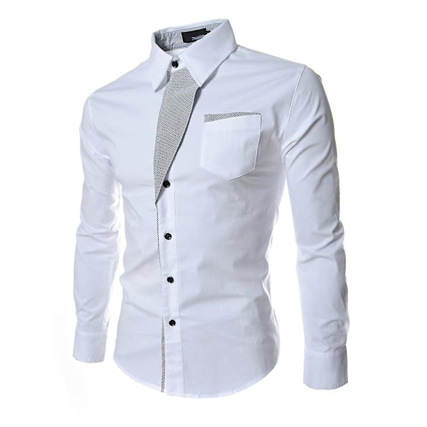 Miesten muodollinen napillinen paita Business Shirt Topit White M