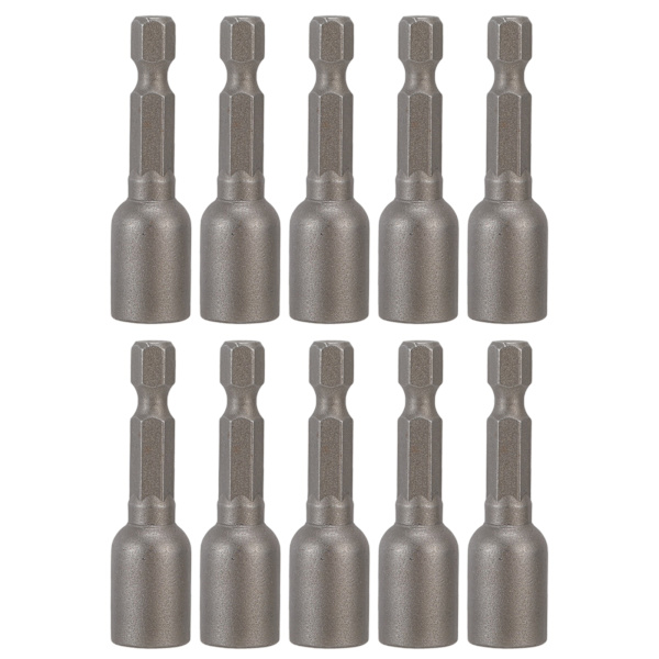 10 stk. Power Nut Driver Hex Magnetisk Bit Sæt Socket Slagboremaskine Bits M8x48mm 1/4in SkaftGrå