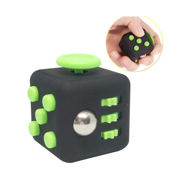 Fidget Stress Cube - [1 styck] Nervös Finger Distraktionsleksak [Svart, Grön]
