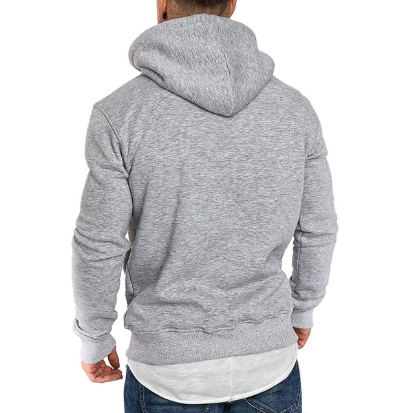 Hettegenser for menn, lang ermet, avslappet, med hette, sportslig, pullover Light Grey 3XL