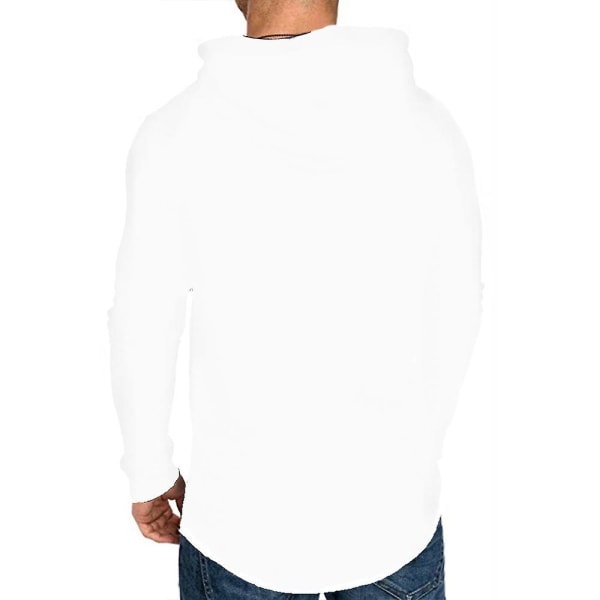 Mænds Topper Enkle Hættetrøjer Langærmet Sweatshirt Trøje White XL