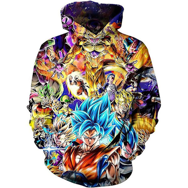 Dragon Ball trykt langærmet hættetrøje Hættetrøje Toppe Gaver 3XL
