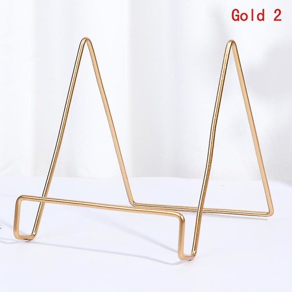 Jernkunst Display Stativ Tallerkenstativ Plade Skål Billedramme Bog Holder Hjem Dekoration Gold 2 L