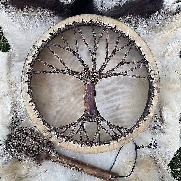 Tree Of Life Shaman Drum Käsintehty Siperian Drum Spirit Musiikkisymboli Puutarhasisustus