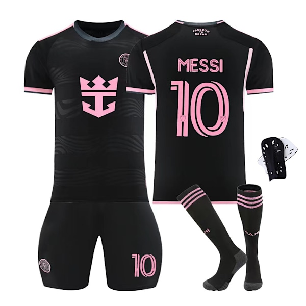 2425 Miami away Messi fodboldtrøje med sokker + beskyttelsesudstyr L(175-180cm)