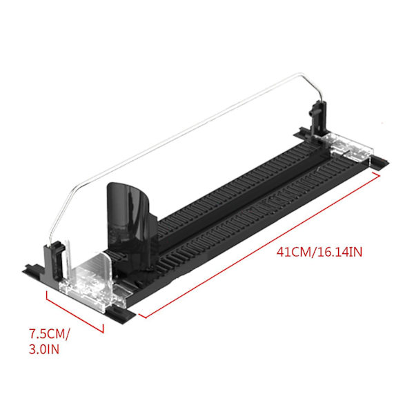 4-pack Supermarknadsfrys Dryckspusher Kylskåpsdryckshyllor Automatisk Dryckspusher -hg Black L