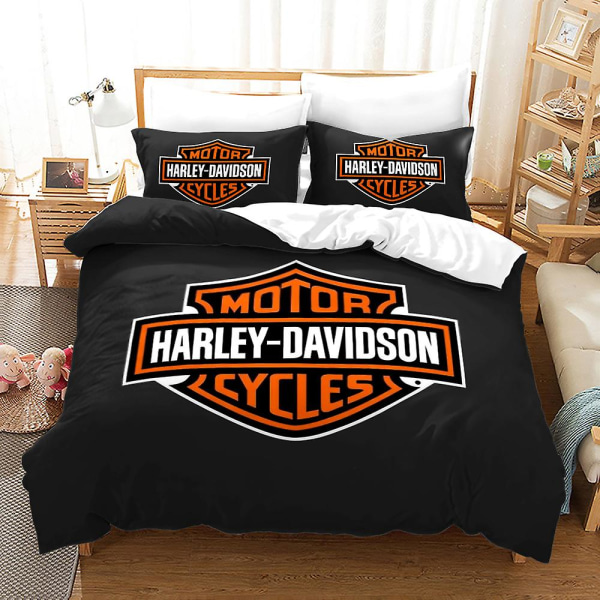 Hd-10 3D-tryckt Harley Davidson Motorcyklar 2/3-delad Sängklädesset Täckeöverdrag Kuddfodral AU DOUBLE 180x210cm