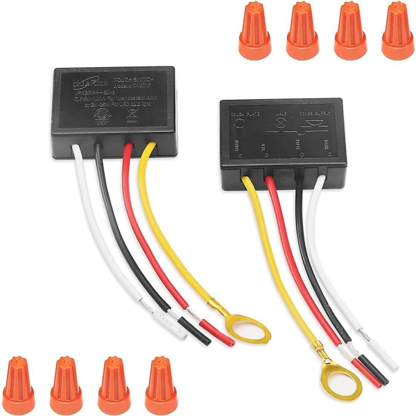 Touch Lamp Switch 2 Pack, Touch Lamp Control Module Kompatibel med dæmpbar LED, pærer, lampe Switch udskiftning K -hg black