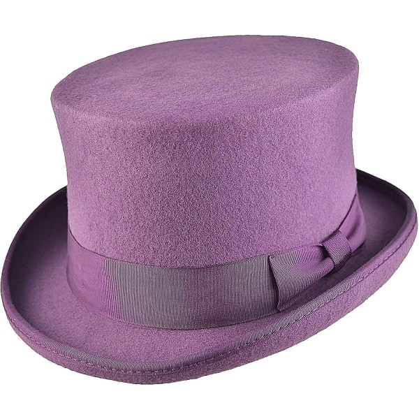 Håndlavet Uld Tophat med Satinforing - Lille til XXL -hg Purple L