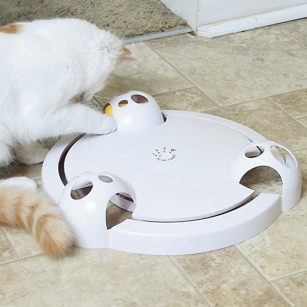 Pounce Cat Toy, interaktivt automatisk leketøy Justerbart elektronisk batteridrevet leketøy white