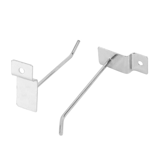 25 X Slatwall Single Hook Pin Shop Display Fitting Prong Hanger 100mm Silver