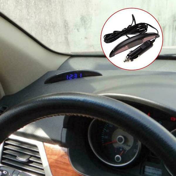12V digitaalinen LED-herätyskello autoon, elektroninen auton kello, jännitteenmittari, lämpömittari