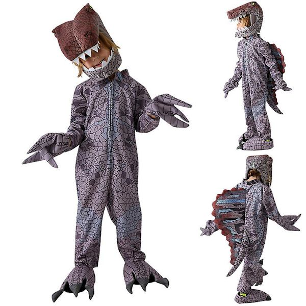 4-11-vuotiaiden Halloween-juhliin Dinosaurusten Cosplay-asu Spinosaurus-hyppyasu, pääpanta, hanskat, kengät, asukokonaisuus, lahja 6-7 Years