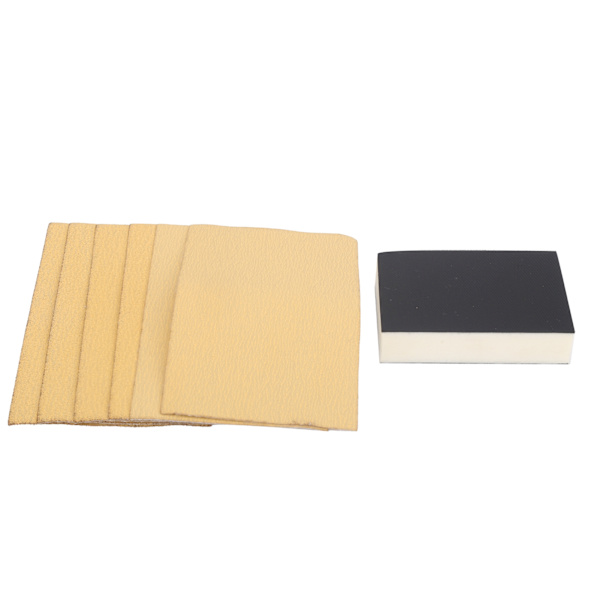 Flockad gul sandpapper självhäftande 80/120/240 mesh slipverktyg med svampblock
