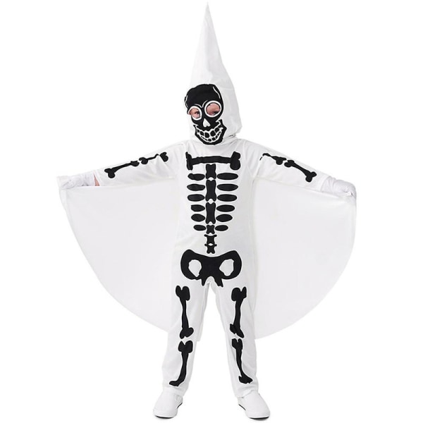 Skelettdräkt för barn 2-12 år, Halloween-fest, cosplay-jumpsuit med mask, kostymset, gåvor - vit 2-4 Years