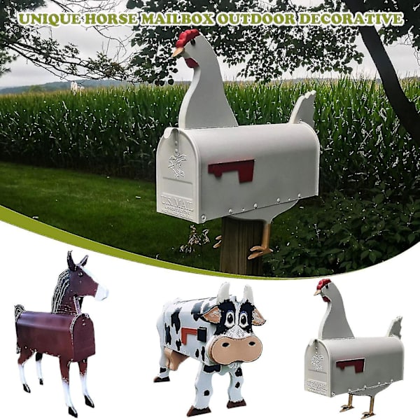 Metalldjur Brevlåda Bondgårdsdjur Brevlådor Kompatibel Med Och Utomhus Trädgårdsdekoration Chicken