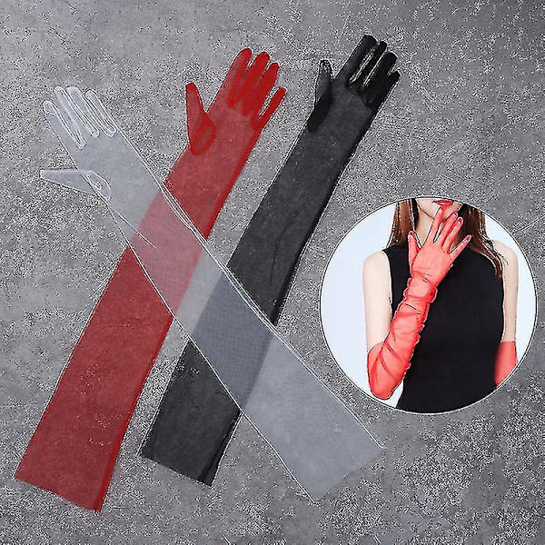 70cm Tunna Tullehandskar Ultra Tunna Handskar Armbågslånga Handskar Fotografering -ge Red
