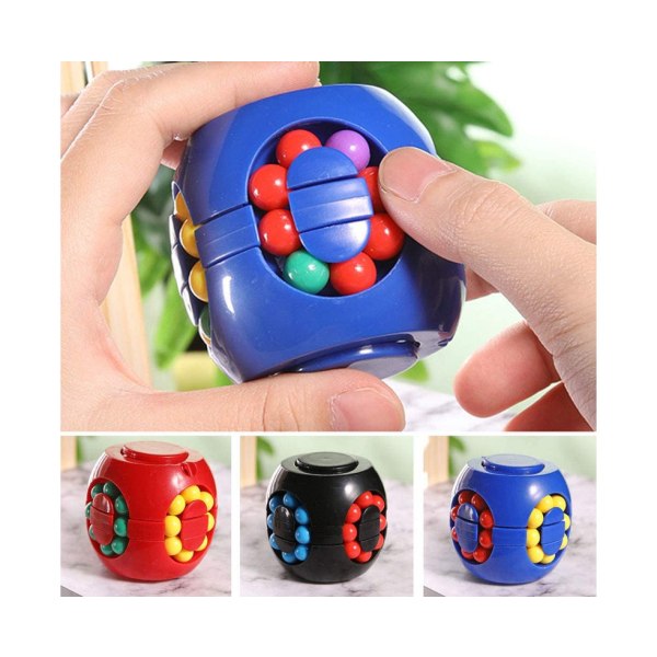 3-pack Magic Cube Fidget sensorisk leksak med roterande färgade pärlor