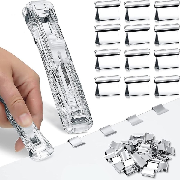 3 stycken genomskinlig häftapparat Minihäftapparat Tryckhäftare för skrivbord Trendig liten häftapparat med 100 stycken Sta Transparent  Silver