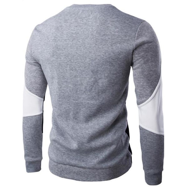 Herreoverdeler Rundhals Langermet Pullover Topp Casual Sweatshirt Grey And Black L