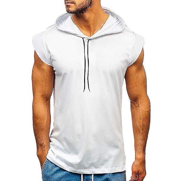 Miesten Lyhythihainen Huppari Kuntosali Urheilu T-paita Tank Topit White S