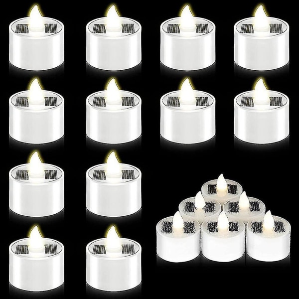 18 kpl Solar Tea Light kynttilät liekettömät ulkokäyttöön vedenpitävät ladattavat LED-kynttilät (1,5 x 1,4