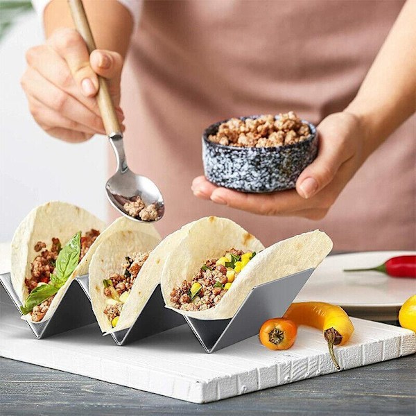 Rustfri stål bakke taco shell holder tortilla stativ holder køkken rack ny Au