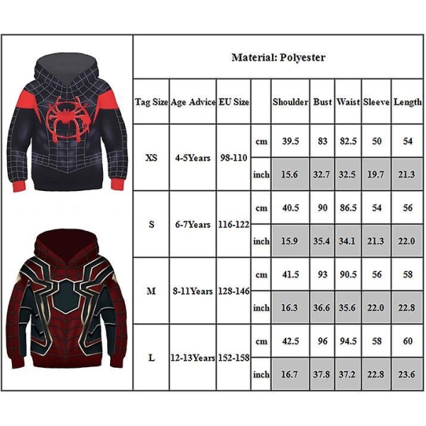 4-13 år Barn Spiderman Cosplay Gwen Venom Hoodies Sweatshirt Sport Huvtröjor Presenter SpiderMan Home Coming 12-13Years