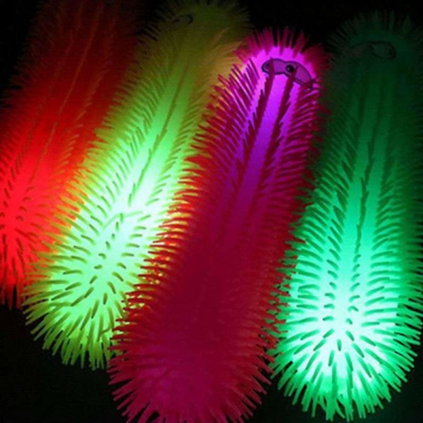 1 stk Light-up Caterpillar Stress Relief Leketøy Stretchy Fidget Nudler String Fargerike sensoriske leker Luminous Worm Fuzzy Up Baller