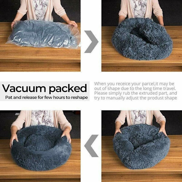 L-70CM Hund Katt Husdjur Lugnande Säng Tvättad ZIPPER-överdrag Varm Mjuk Plysch Rund Sov 70cm