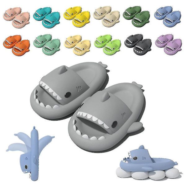 Söta Hajpar Slippers - Halksäkra EVA-tofflor för Män, Kvinnor, Barn, Utomhus grey 38 39