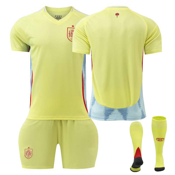 2425 Spanien udebane gul trøje fodbold uniform sæt+sok 22(120-130cm)