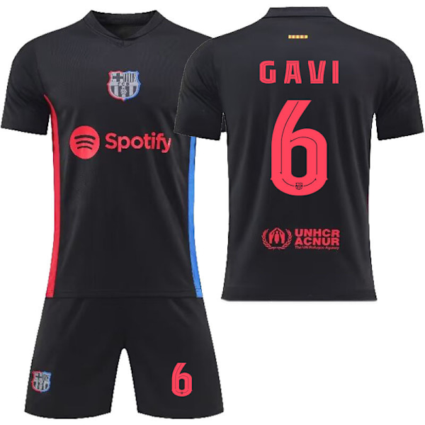 2425 Barcelona borte svart drakt fotballuniform sett-Gavi 28(150-160cm)