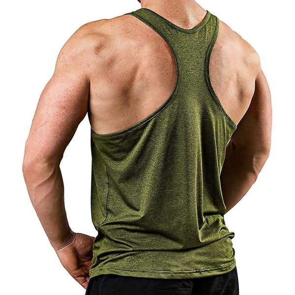 Herre Gym Sport Vest Træning Fitness Tank Tops Army Green 3XL