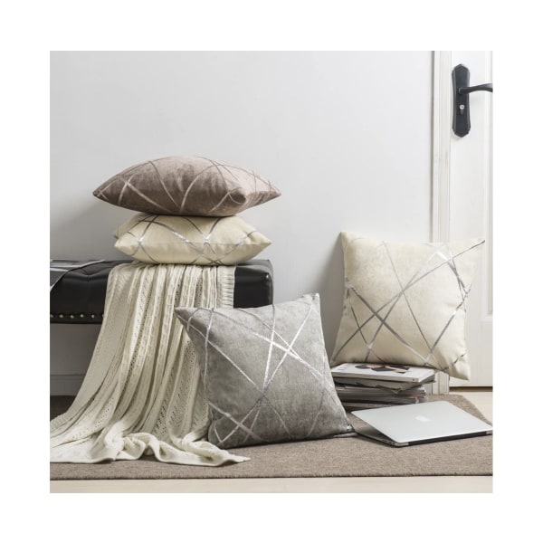 Dekorativ soffa örngott, soffa tjockt kuddfodral, fyrkantig grå lyxkudde 2 set -55x55 cm Gris Argenté