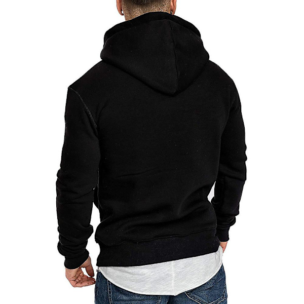 Herrtröjor Långärmad Casual Hoodie Huvtröja Sporttröja Black 2XL