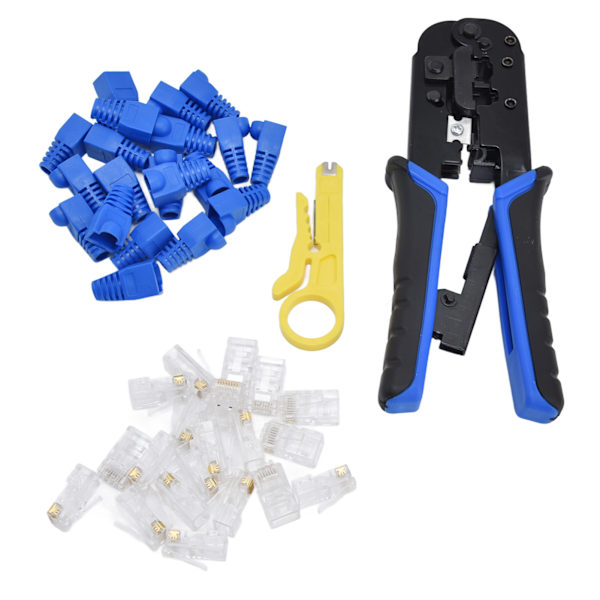 Nätverkskabel Crimp Pliers RJ11/45 Ratchet Wire Crimping Tool RJ Connector Set Kit
