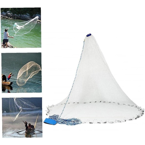 1 stk Kastegarn Nylon Bærbar Håndkastet Fiskegarn Saltvannsfiske Fangstgarn For Agnsfelle Hvit Fisketilbehør Garn