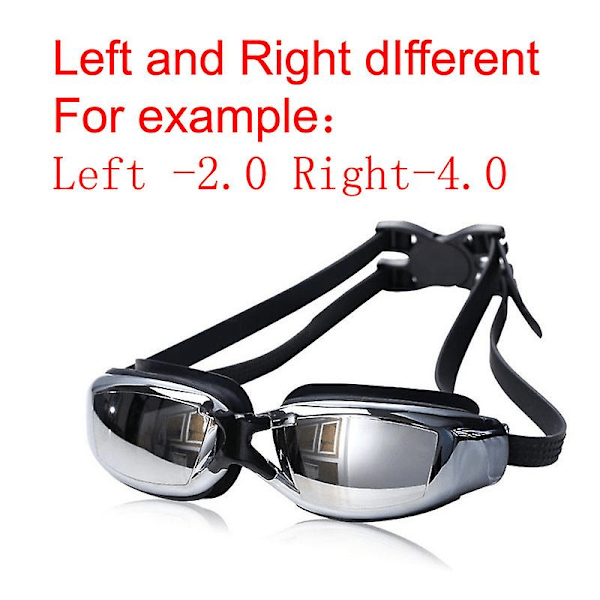 2023 nye svømmebriller Nærsynethed Receptpligtig korrigerende linse pool Vandtæt voksent barn Professionelle briller Eyewear Optisk Changzhao Right Left Different