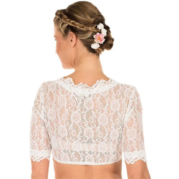 Dirndl-bluse med Ruffles Hvit - Tradisjonell Elegant Bayerisk Oktoberfest Klippet Bluse hg Apricot M
