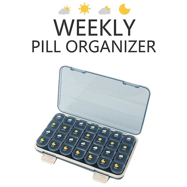 Kannettava Pill Box - Kapasiteetti Lääkkeiden Säilytykseen, Vedenkestävä, Yksi Viikko, 28 Ruutua, Irrotettava Laatikko