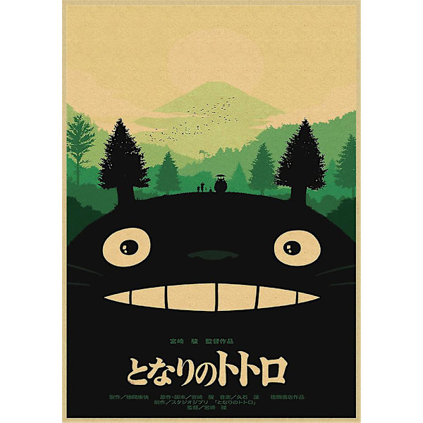 Vintage Retro Paper Anime Poster Tonari No Totoro Miyazaki Seinäkoriste Vintage Koti Sisustus Lastenhuoneen Koriste 2 42X30CM