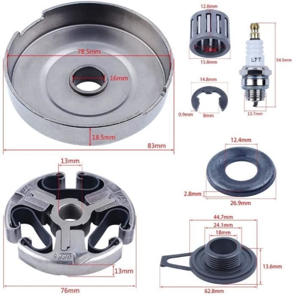 Adefol .325"7 Spline kompatibel med Husqvarna 372 Kedjehjulssats för kopplingstrumman kompatibel med Husqvarna 362 365 371 372XP 385 570 575XP