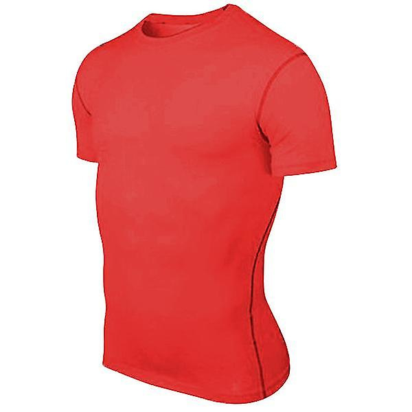 Herre Topper Under Base Layer T-skjorte Treningssenter Sport Fitness Topper Red M
